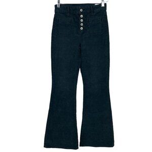 American Eagle Womens 0 Super High Rise Flare Corduroy Pants Gray Button Fly